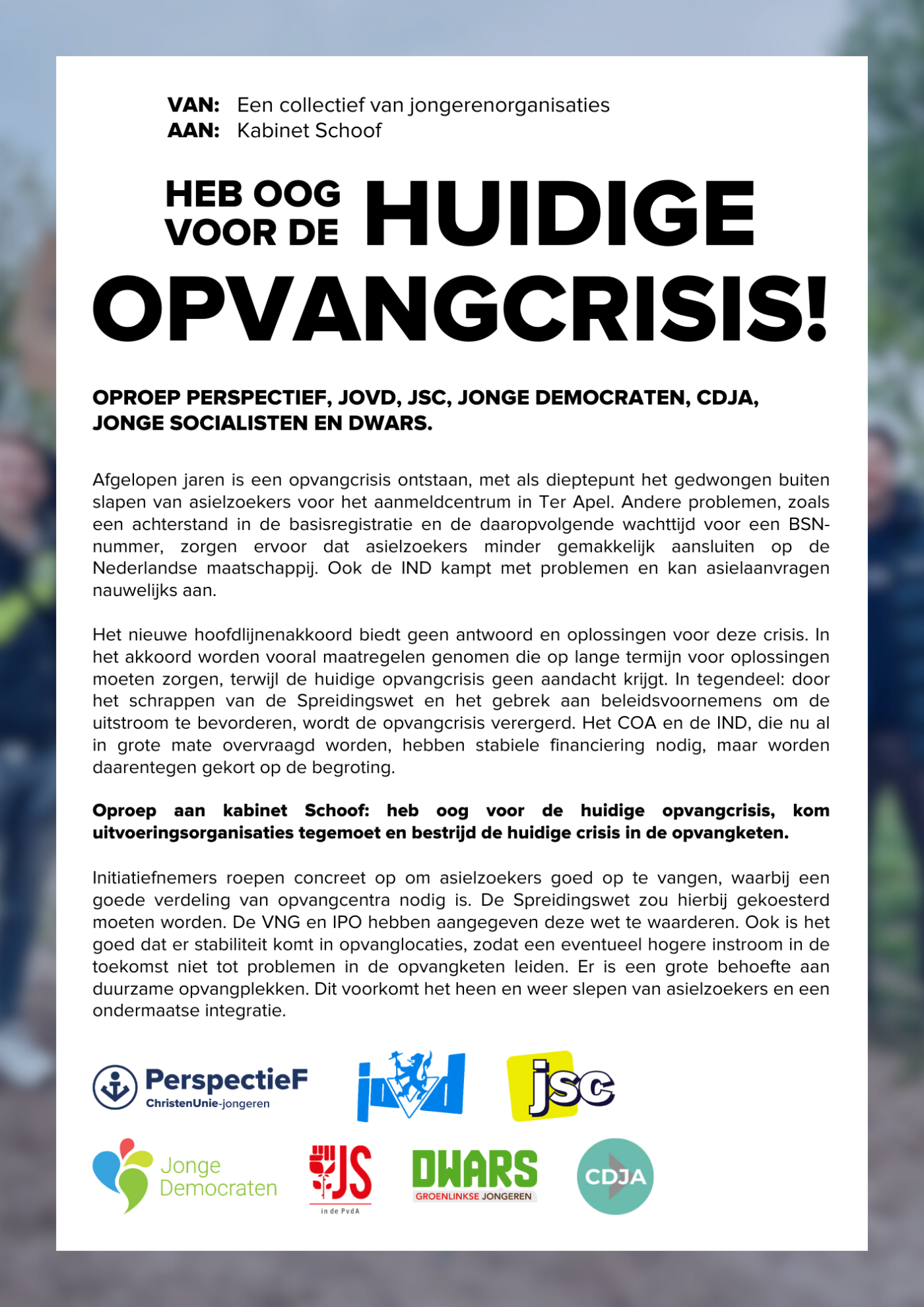 Manifest politieke jongerenorganisaties: Heb oog voor de huidige 